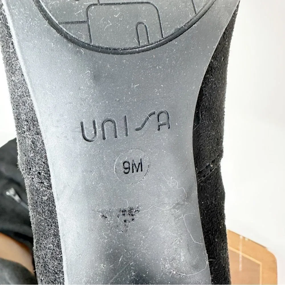 UNISA Black Faux Suede Over the Knee‎ Heeled Boots Size 9M